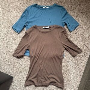 NA-KD Mid Sleeve Ribbed Tops